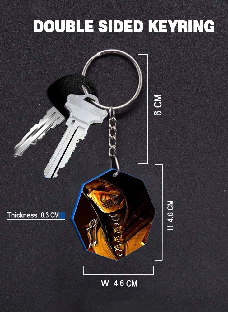 Service Zone Keychain Small Gift To Love One Octagon Shape With Double Side Print Cartoon Character 