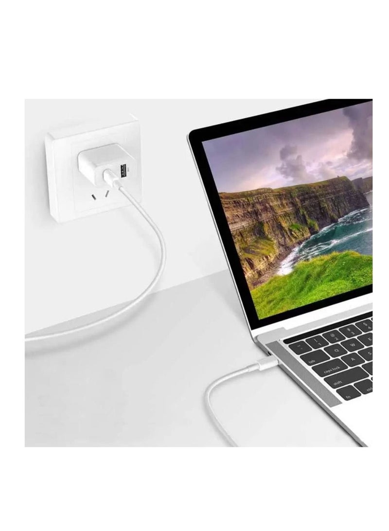 إن تك كابل بيانات وشحن NTECH USB Type-C إلى Type-C - سلك شاحن USB C-C سريع (1 متر) - أبيض - Image 4