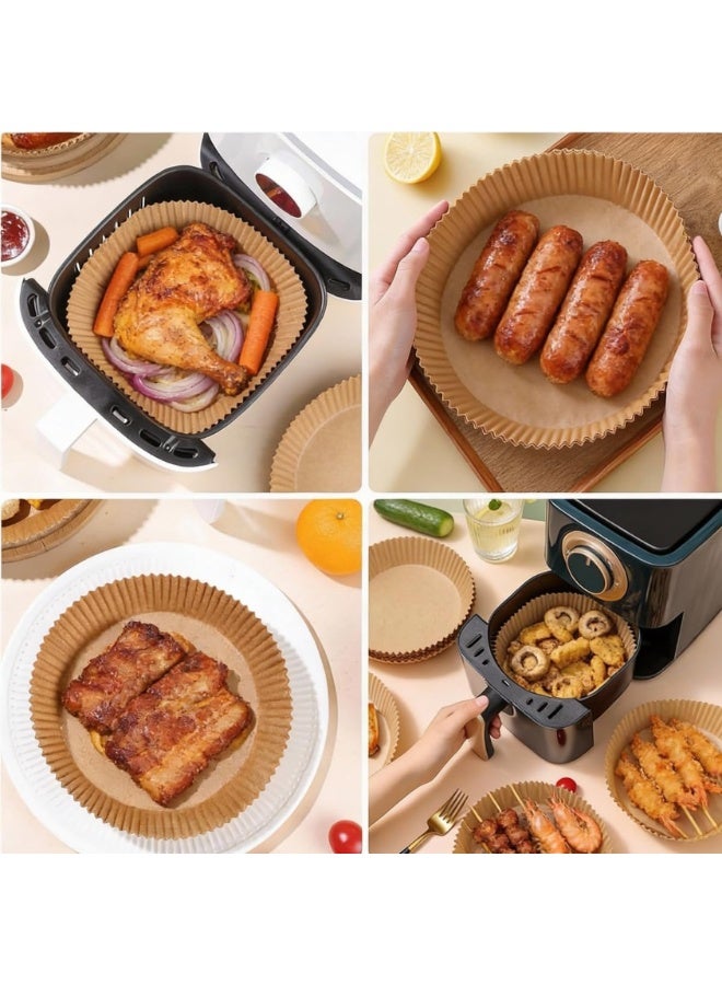 ECVV 100PCS Air Fryer Liners – Premium Non-Stick Disposable Parchment Paper Bowls, Waterproof & Oil-Proof Baking Liners for Air Fryer (16cm x 4.5cm), Brown - Image 5