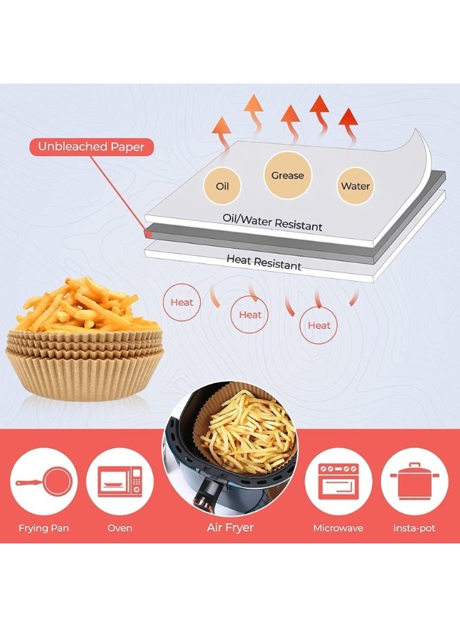 ECVV 100PCS Air Fryer Liners – Premium Non-Stick Disposable Parchment Paper Bowls, Waterproof & Oil-Proof Baking Liners for Air Fryer (16cm x 4.5cm), Brown - Image 3