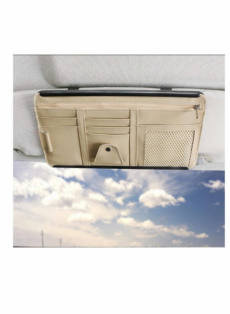 Excefore ELECDON Car Interior Accessories Pocket Organizer, Car Sun Visor Organizer Auto Visor Pocket and Interior Accessories, Auto Glasses Ticket Documents Folder Mobile Phone Organizer with Hard Back  - Image 3