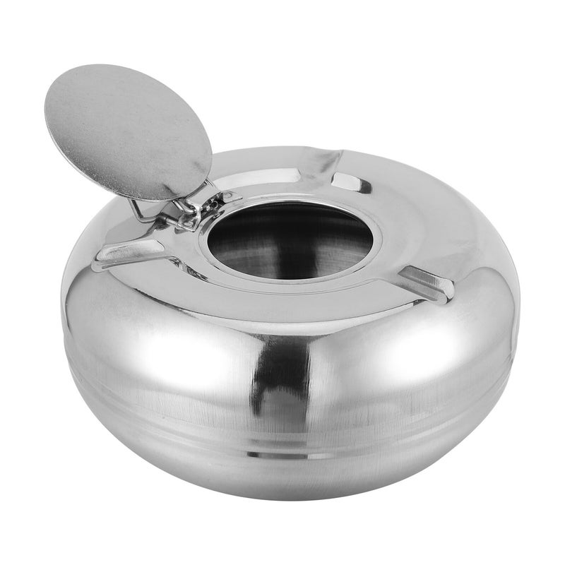 Stainless Steel Windproof Ashtray with Lid 13cm for Outdoor Patio and Home Use - Image 2