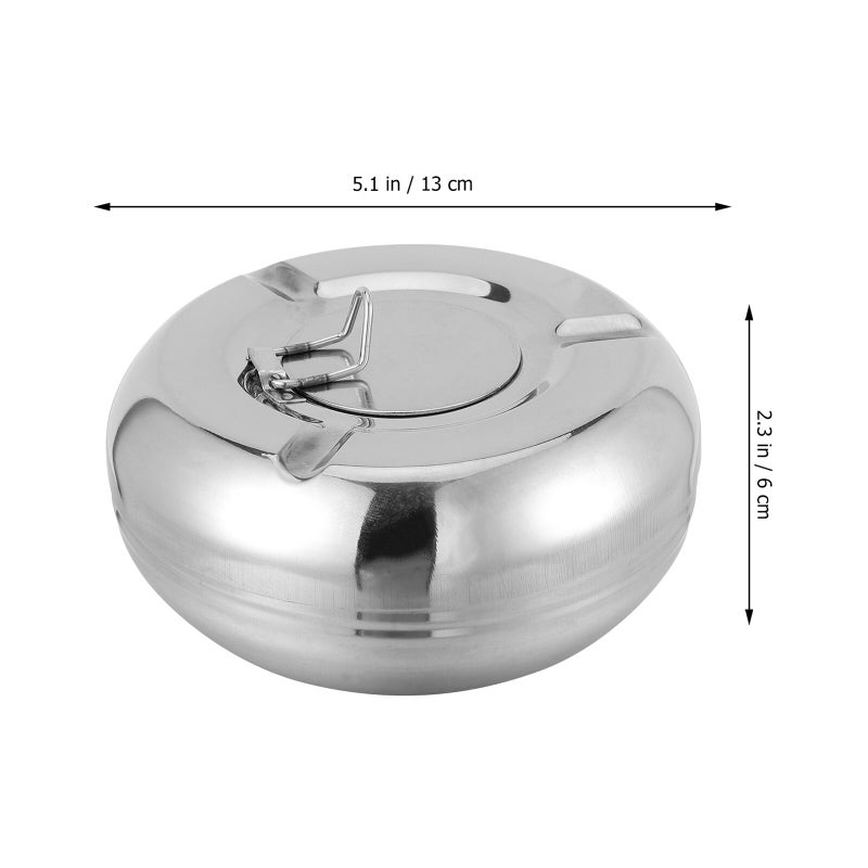 Stainless Steel Windproof Ashtray with Lid 13cm for Outdoor Patio and Home Use - Image 3