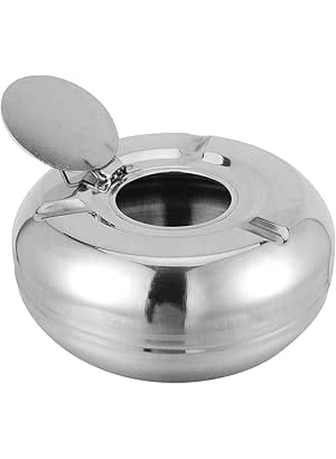 Stainless Steel Windproof Ashtray with Lid 13cm for Outdoor Patio and Home Use - Image 1