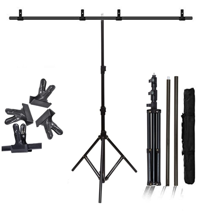 VTS Backdrop Stand Setup Photo Studio Screen Background for Indoor-Outdoor, Comercial, YouTube Photography (T-Shape Stand with 2 Back Drop) - Image 2