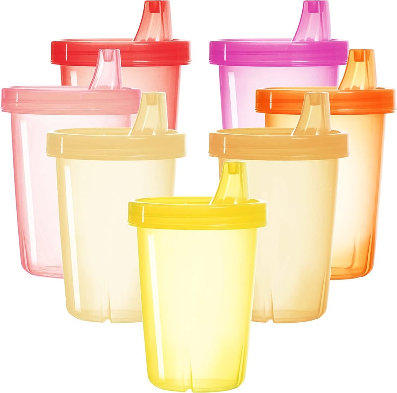 Youngever 7 Pack Kids Sippy Cups for Infant and Toddler  Pink Color - Image 1