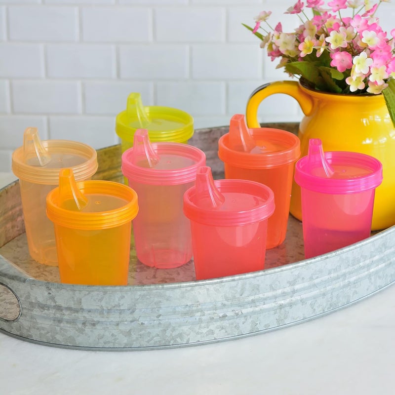 Youngever 7 Pack Kids Sippy Cups for Infant and Toddler  Pink Color - Image 2