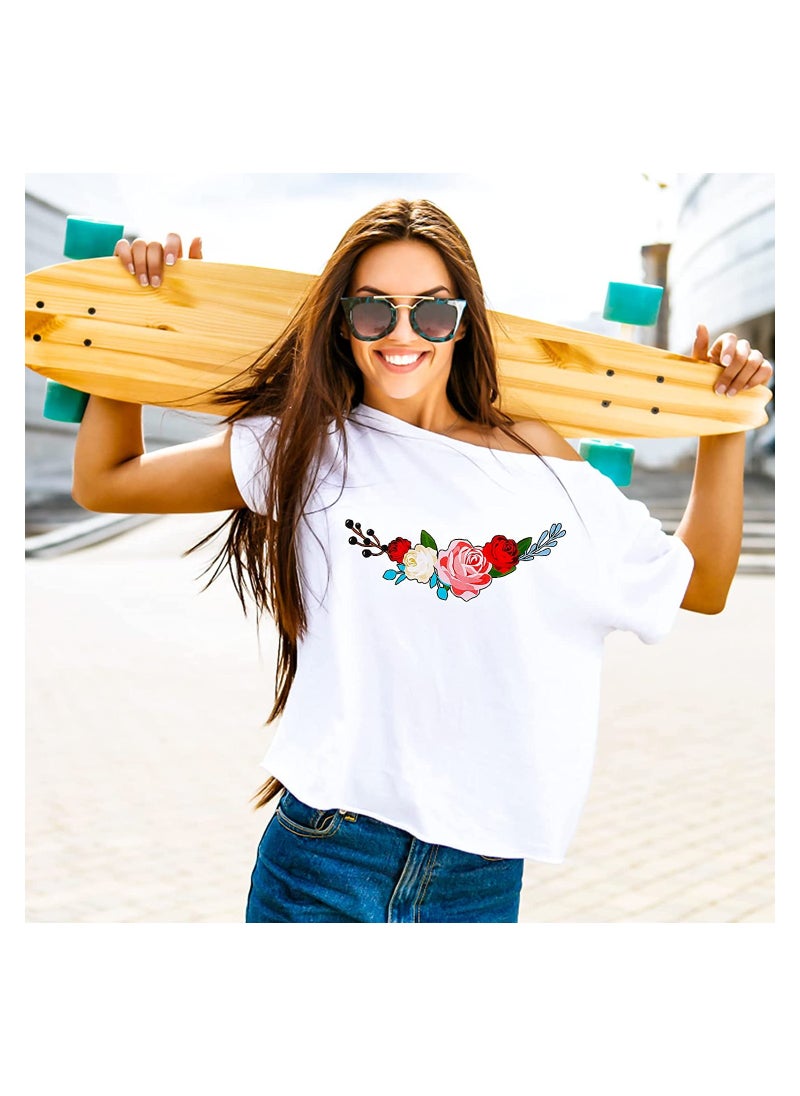 SYOSI 30PCS Flower Iron on Sticker Heat Transfer Patches 10 PCS Appliques Decals for T Shirt Jeans Backpacks Jackets Dress Clothing Art Decoration Accessories  - Image 4