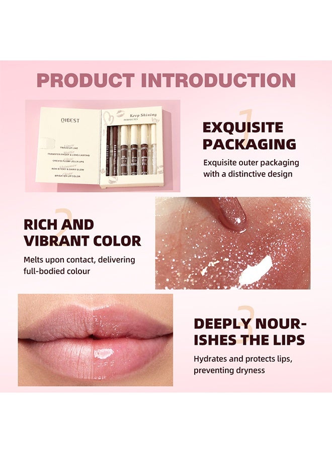 QiBest Lip Color Party Kit, Matte Glow Shimmer Clear Liner, One Step Lips Makeup Kits Pigment Velvety Nude Lip Stain Waterproof Long Wear Lip Gloss Make up Gift Set (6Pcs) - Image 5