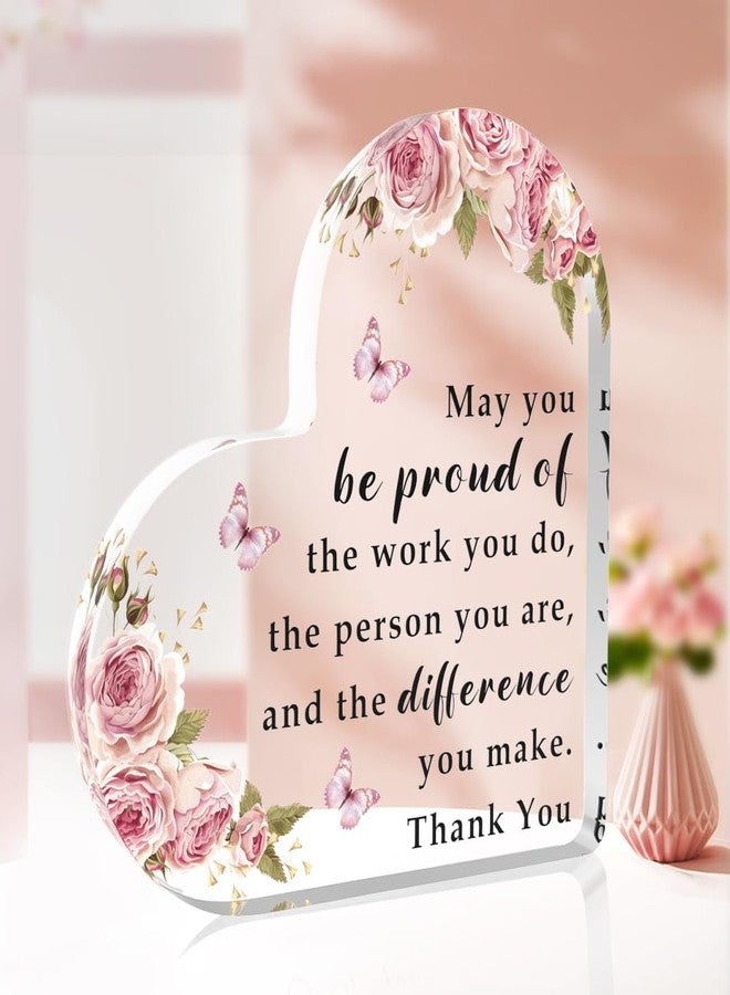 Xioabre Graduation Gifts Inspirational Gifts for Women Teacher Appreciation Gifts Gifts Heart Shape Acrylic Sign Employee Appreciation Gifts Farewell Gifts For Coworkers Thank You Gifts Christmas Gift - Image 1