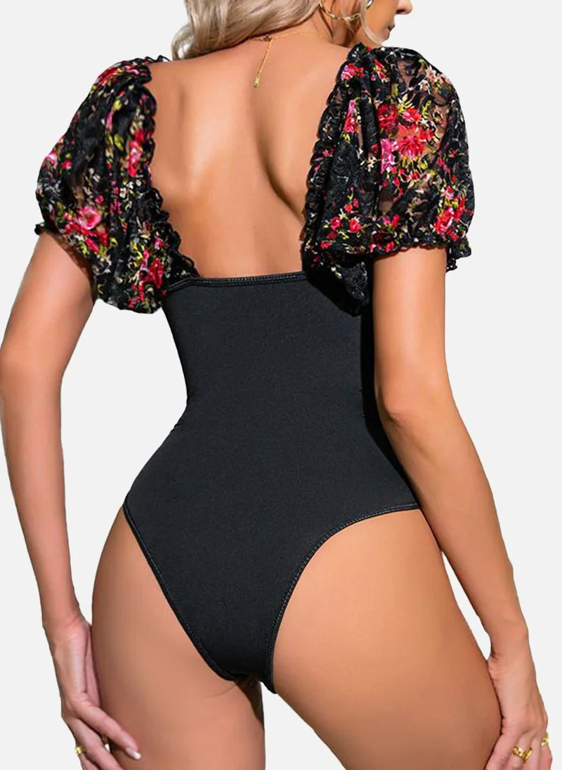 يونيكي Black  Printed Casual Bodysuit