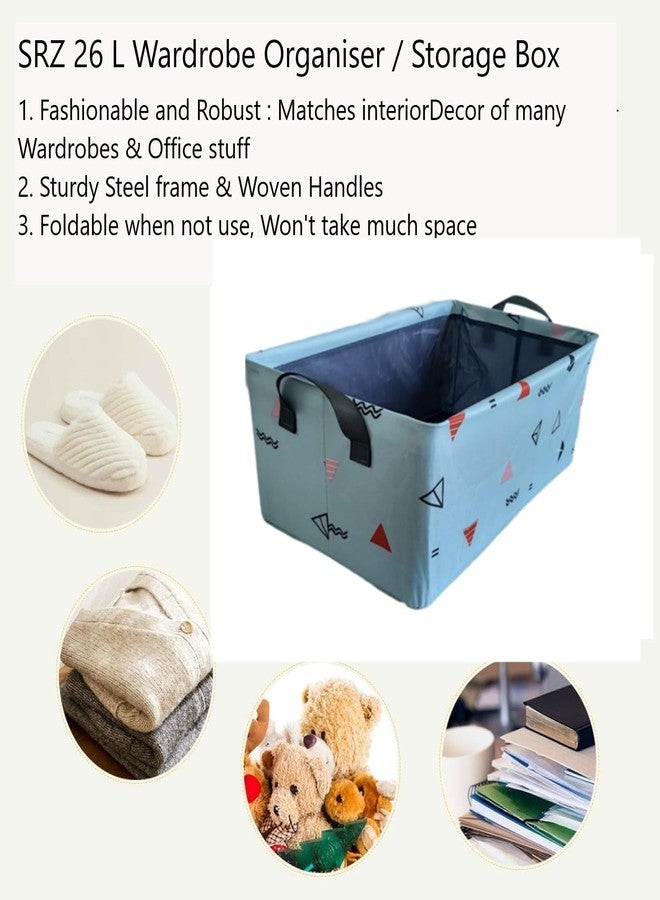 SAMRUKZONE SRZ Wardrobe Organiser for Clothes, Premium Fabric Storage Box with Handles, Cupboard Organiser for Shirts, Jeans, Book & Toy Saree Storage Box, Stackable Foldable (GEOMETRY, PACK OF 4) - Image 4