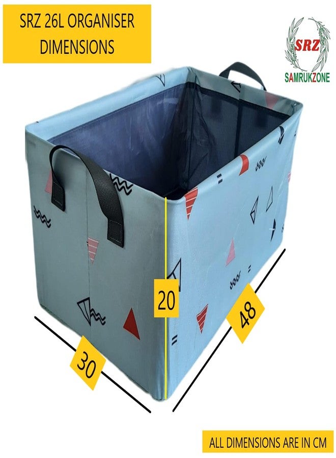 SAMRUKZONE SRZ Wardrobe Organiser for Clothes, Premium Fabric Storage Box with Handles, Cupboard Organiser for Shirts, Jeans, Book & Toy Saree Storage Box, Stackable Foldable (GEOMETRY, PACK OF 4) - Image 3