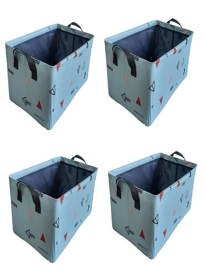 SAMRUKZONE SRZ Wardrobe Organiser for Clothes, Premium Fabric Storage Box with Handles, Cupboard Organiser for Shirts, Jeans, Book & Toy Saree Storage Box, Stackable Foldable (GEOMETRY, PACK OF 4) - Image 1