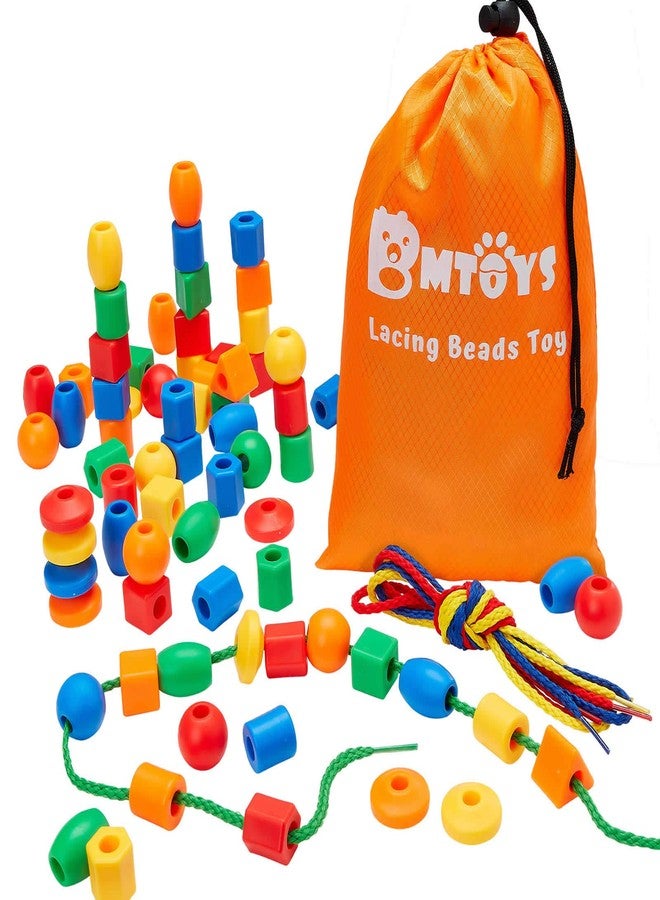 BMTOYS Lacing Beads for Kids - 70pcs Threading Beads Occupational Therapy Toys for Kids Fine Motor Skills Developmental Activity OT Toys - Image 1