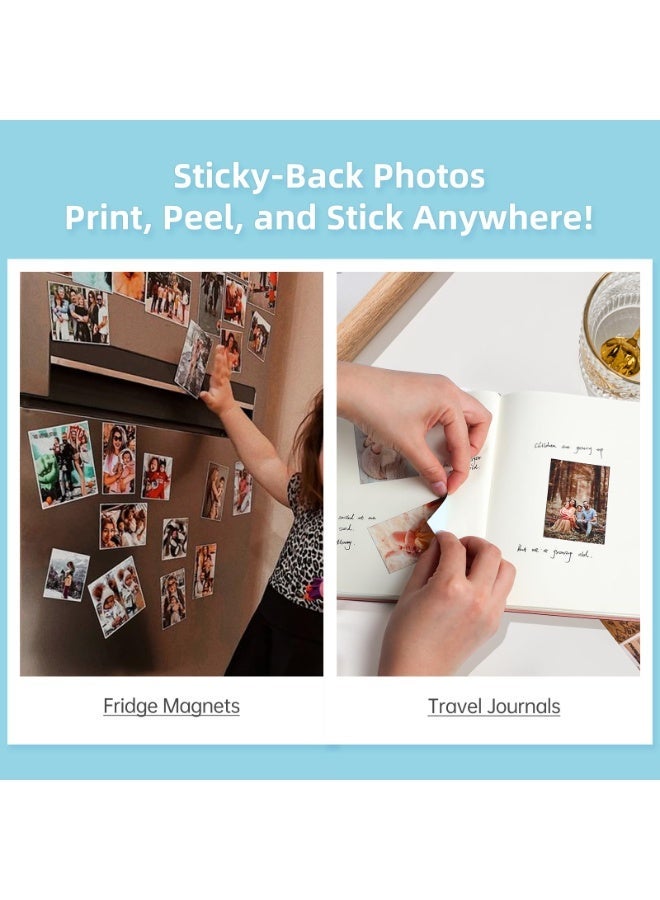HPRT Portable Photo Printer, MT53 Mini Printer with 5 Sheets of 2x3 Zink Paper, Wireless Pocket Printer, Inkless Zink Photo Printer 313 DPI High Resolution, Bluetooth Instant Printer for Travel Party, Smartphone Printer Compatible with iOS Android (White) - Image 3