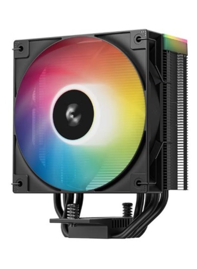DEEPCOOL مبرد هواء CPU AG400 BK ARGB V2، مروحة ARGB PWM بحجم 120 مم، 4 أنابيب حرارية، مبرد عمودي أسود مع غطاء علوي مضيء، متوافق مع Intel و AMD، ارتفاع 154 مم، تبريد هادئ عالي الأداء، أسود | R-AG400-BKAMMN-GJD - Image 1