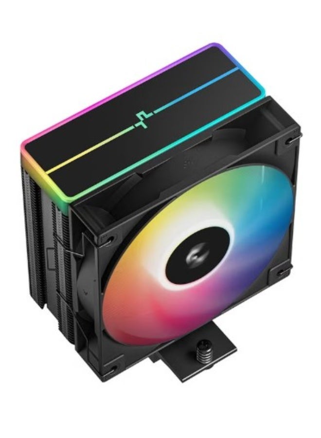 DEEPCOOL مبرد هواء CPU AG400 BK ARGB V2، مروحة ARGB PWM بحجم 120 مم، 4 أنابيب حرارية، مبرد عمودي أسود مع غطاء علوي مضيء، متوافق مع Intel و AMD، ارتفاع 154 مم، تبريد هادئ عالي الأداء، أسود | R-AG400-BKAMMN-GJD - Image 2
