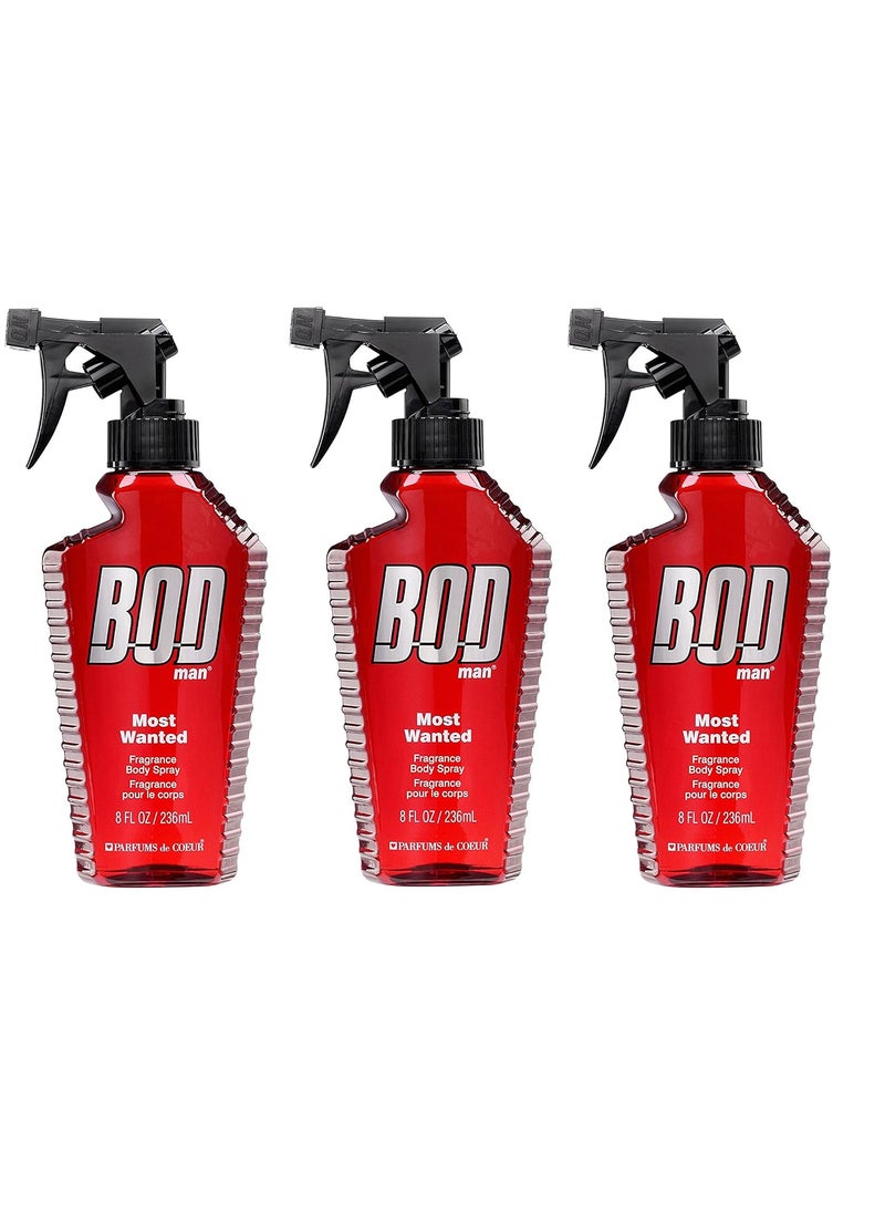 BOD Man BOD Man Most Wanted Fragrance Body Spray 8 Fluid Ounce Pack of 3 
