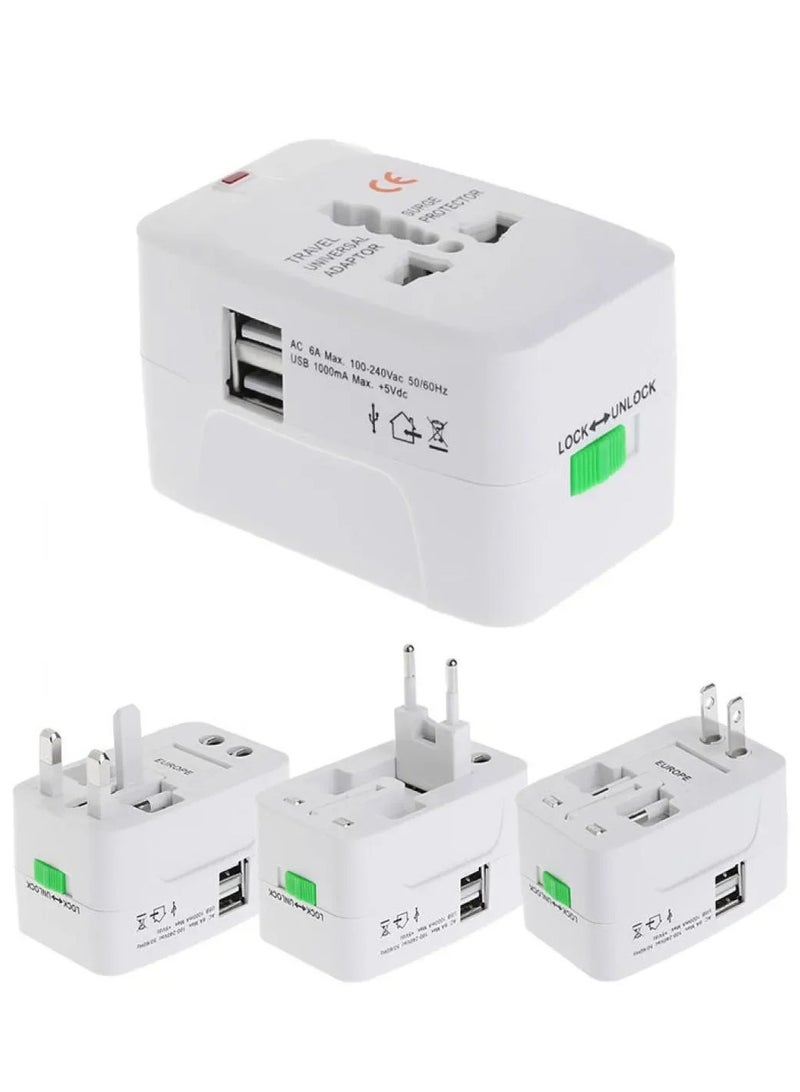 Versatile universal AC power adapter for travel, designed for use with multiple plug types, including two USB ports to efficiently charge different devices - Image 3
