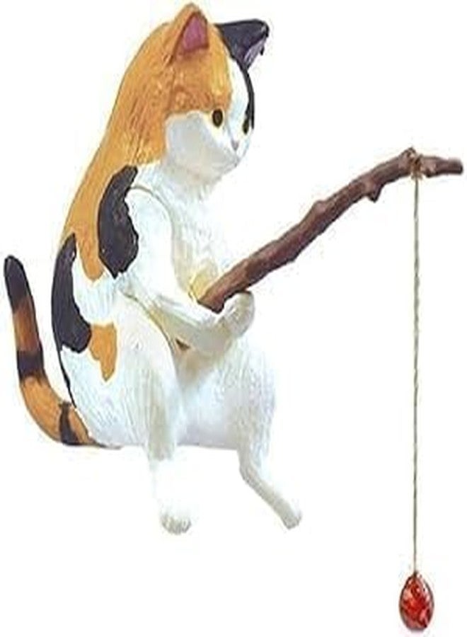 Cauaoa Cat Fishing Figurine, Cute Cat Statue Decor, Resin Mini Fish Tank Decorations Craft Sculpture for Aquarium Tanks Desk Yard Pond Indoor Outdoor - Image 1