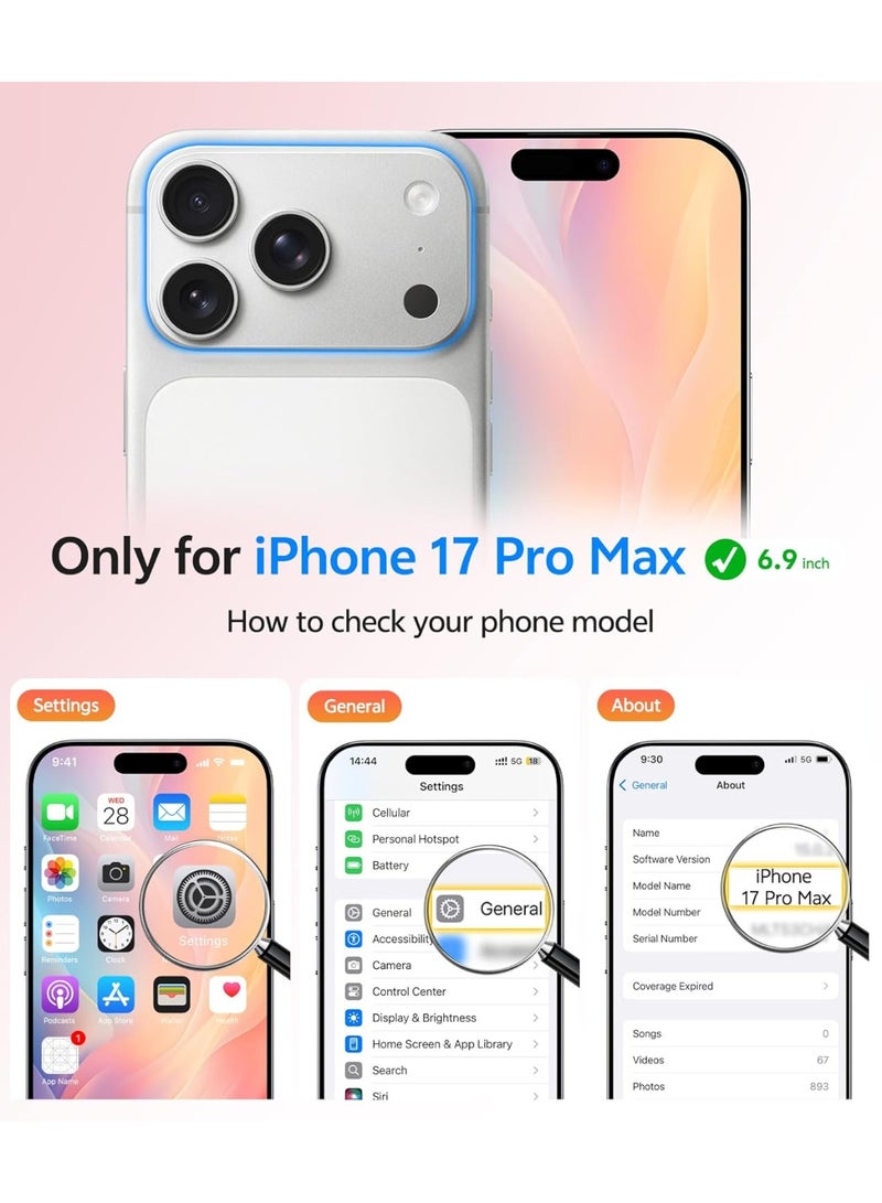 CHEROSIN غطاء 2 في 1 لجهاز iPhone 17 Pro Max متوافق مع Magsafe، غطاء غير لامع شفاف مع واقي شاشة زجاجي مقسى، غطاء هاتف مقاوم للصدمات بمعيار عسكري لجهاز 17 Pro Max بحجم 6.9 بوصة، وردي - Image 2