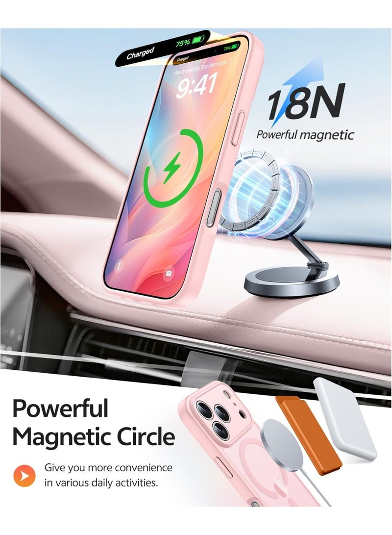CHEROSIN غطاء 2 في 1 لجهاز iPhone 17 Pro Max متوافق مع Magsafe، غطاء غير لامع شفاف مع واقي شاشة زجاجي مقسى، غطاء هاتف مقاوم للصدمات بمعيار عسكري لجهاز 17 Pro Max بحجم 6.9 بوصة، وردي - Image 3