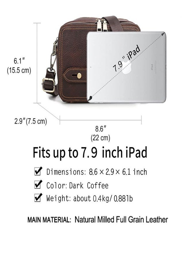 Contacts Mens Clutch Bag Leather Crossbody Bag Clutch Wallet Travel Brown Shoulder Bag iPad Bag Card Holder Phone Purse Side Bag - Image 3