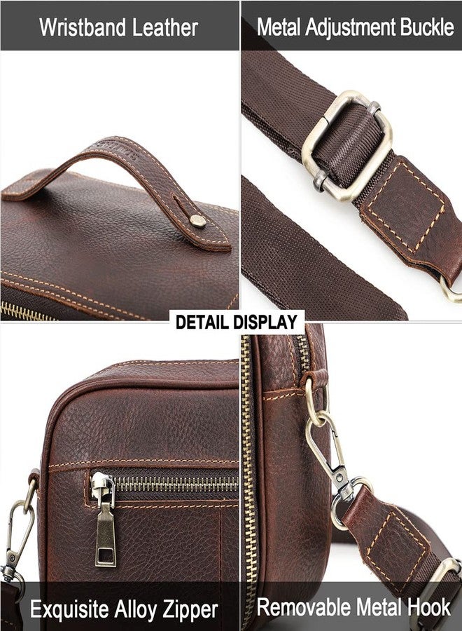 Contacts Mens Clutch Bag Leather Crossbody Bag Clutch Wallet Travel Brown Shoulder Bag iPad Bag Card Holder Phone Purse Side Bag - Image 5