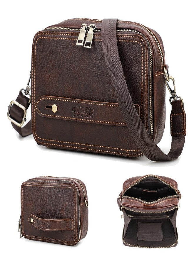 Contacts Mens Clutch Bag Leather Crossbody Bag Clutch Wallet Travel Brown Shoulder Bag iPad Bag Card Holder Phone Purse Side Bag - Image 1
