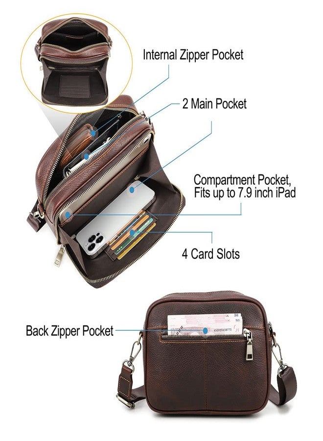 Contacts Mens Clutch Bag Leather Crossbody Bag Clutch Wallet Travel Brown Shoulder Bag iPad Bag Card Holder Phone Purse Side Bag - Image 4