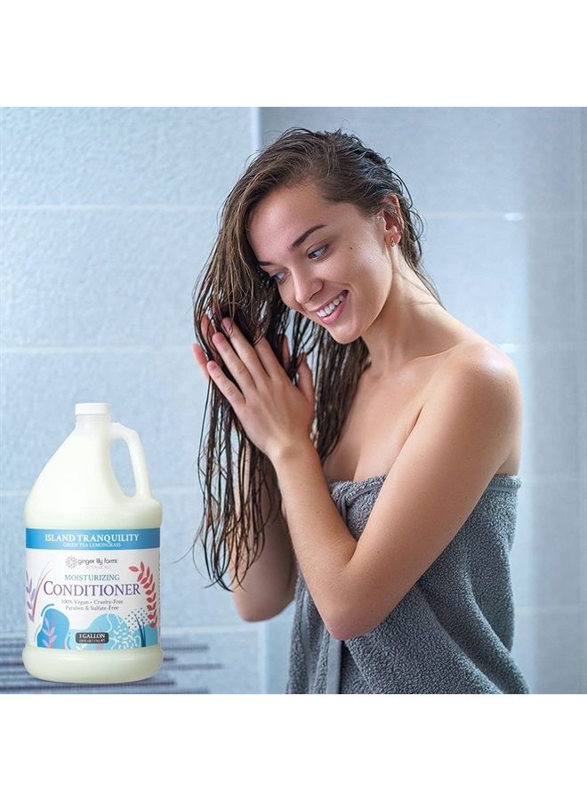 ginger lily farms Botanicals Moisturizing Conditioner for Dry Hair, Island Tranquility, 100% Vegan & Cruelty-Free, Green Tea Lemongrass Scent, 1 Gallon (128 fl oz) Refill