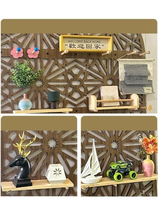 رف حائط خشبي على الطراز العربي، مقاس 220×120 سم، بتصميم هندسي مزخرف، مع سطح مقوس، جدار فاصل للمنزل والمكتب، رف عرض عصري للنباتات والكتب والديكور، فاصل للغرفة ولوحة خلفية - Image 2