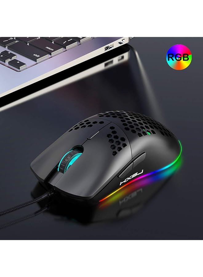 BAGGRA Hxsj J900 Usb Wired Gaming Mouse Rgb Gaming Mouse With Six Adjustable Dpi Ergonomic Design For Desktop Laptop Black Myc9755B - Image 3