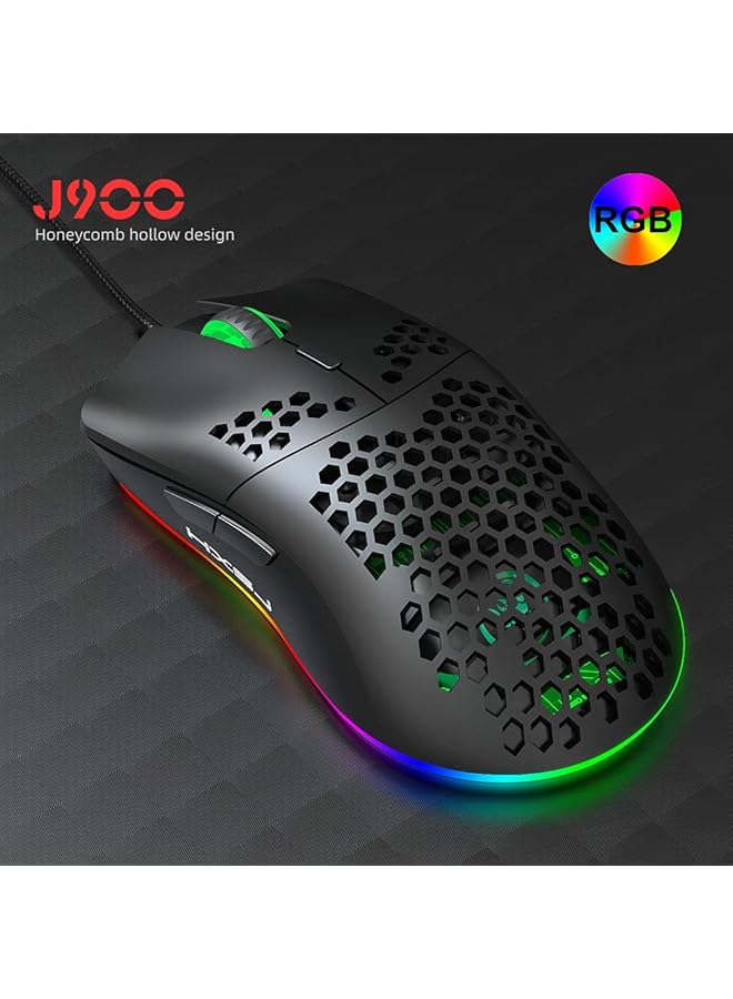 BAGGRA Hxsj J900 Usb Wired Gaming Mouse Rgb Gaming Mouse With Six Adjustable Dpi Ergonomic Design For Desktop Laptop Black Myc9755B - Image 4