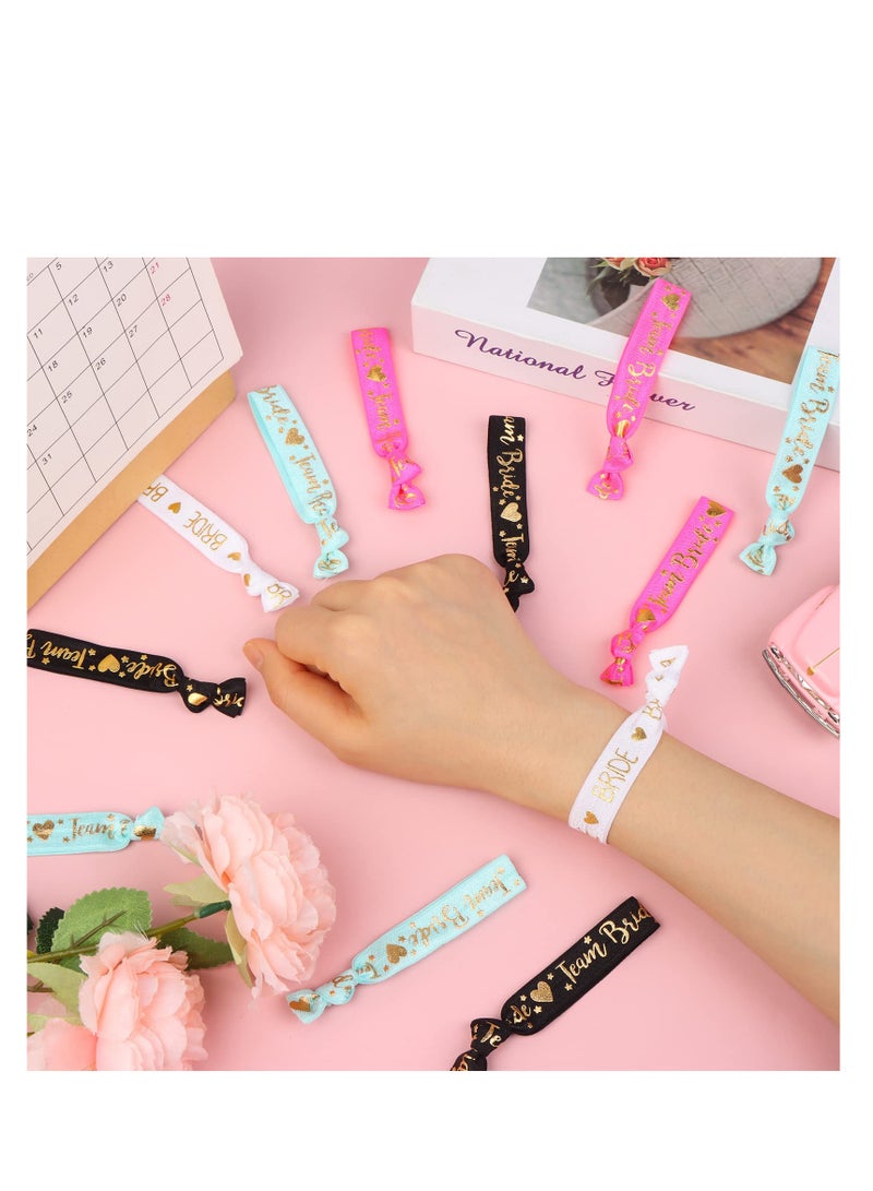 Excefore Hen Party Wristbands, 11 Pcs Hen Party Do Accessories Favours, 1 x Bride 10 x Team Bride Wristbands, for Wedding, Bachelorette Party, Engagement and Bridal Shower Decorations (White & Black) - Image 4