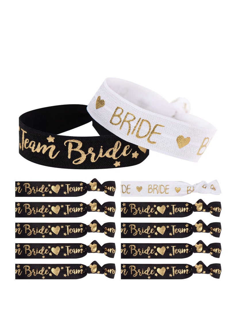 Excefore Hen Party Wristbands, 11 Pcs Hen Party Do Accessories Favours, 1 x Bride 10 x Team Bride Wristbands, for Wedding, Bachelorette Party, Engagement and Bridal Shower Decorations (White & Black) - Image 1