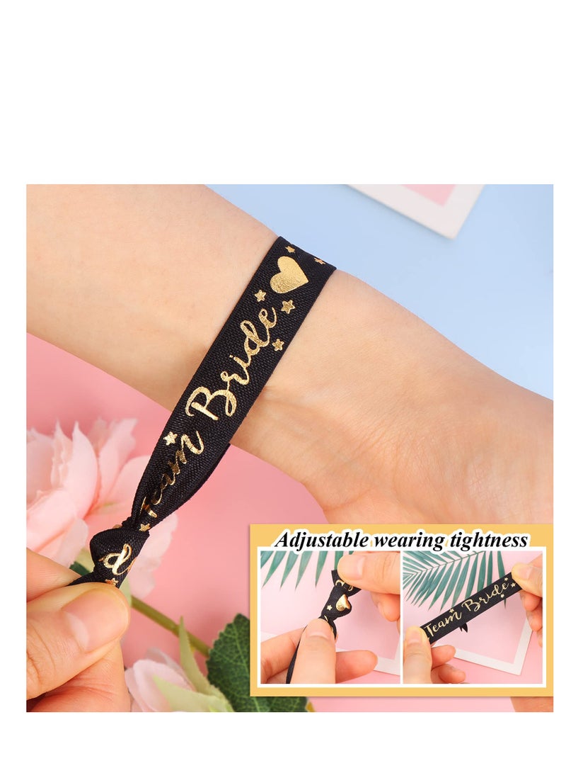 Excefore Hen Party Wristbands, 11 Pcs Hen Party Do Accessories Favours, 1 x Bride 10 x Team Bride Wristbands, for Wedding, Bachelorette Party, Engagement and Bridal Shower Decorations (White & Black) - Image 3