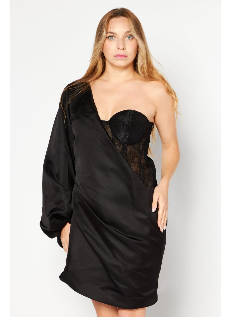 RIVER ISLAND Women Textured Mini Dress, Black  - Image 1