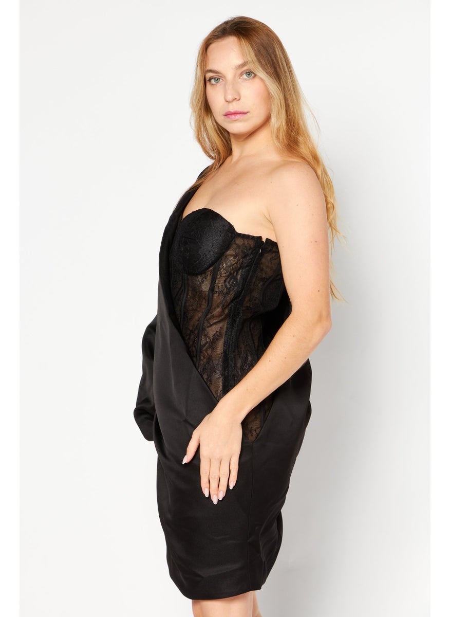 RIVER ISLAND Women Textured Mini Dress, Black  - Image 4