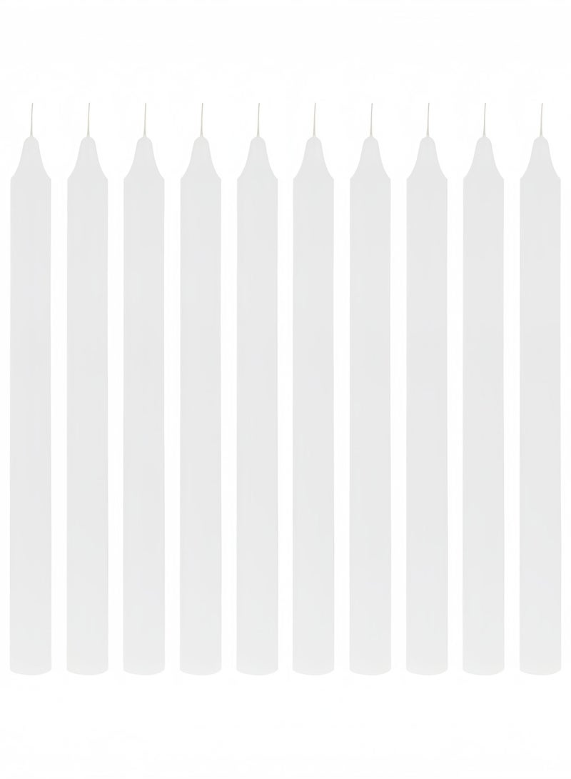 10 Pcs White Unscented Taper Candles, Long Straight Rod Candles, Smokeless Dripless Decorative Candles for Wedding, Dinner, Home Decor & Emergency Lighting - Image 1