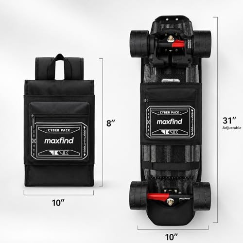 maxfind Professional Skateboard Backpack Waterproof Durable MultiFunctional Sports Bag for Electric Skateboard Longboard Commuting Travel Backpack with Adjustable Straps - Image 3