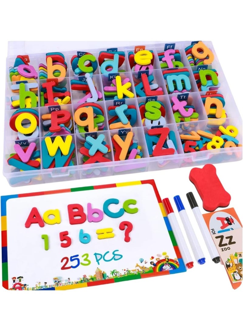ST ZONE Magnetic Letters and Numbers Set, 253 PCS Alphabet Magnets with Storage Box, Multicolor Foam Educational Toys for Kids Learning, Spelling & Counting, Preschool Classroom Supplies - Image 4