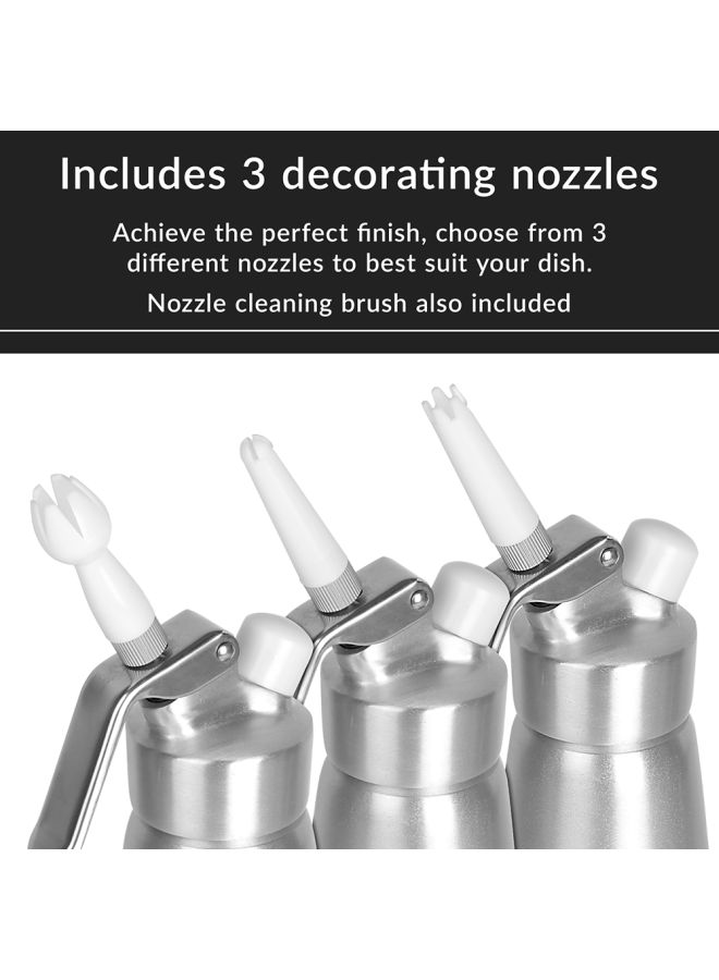 Loquat Whipped Cream Dispenser Silver/White 10.24x3.15inch - Image 5