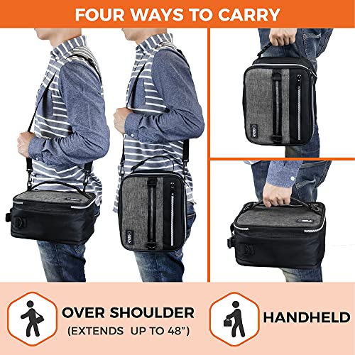 opux Insulated Lunch Box for Men Women Adult, Compact Lunch Bag for Kids Boy Girl Teen, Soft Lunch Cooler Bag for Work School, Leakproof Lunchbox Lunch Pail with Clip-on Buckle, Heather Gray - Image 4