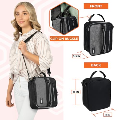 opux Insulated Lunch Box for Men Women Adult, Compact Lunch Bag for Kids Boy Girl Teen, Soft Lunch Cooler Bag for Work School, Leakproof Lunchbox Lunch Pail with Clip-on Buckle, Heather Gray - Image 2