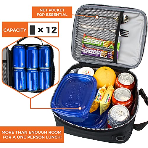 opux Insulated Lunch Box for Men Women Adult, Compact Lunch Bag for Kids Boy Girl Teen, Soft Lunch Cooler Bag for Work School, Leakproof Lunchbox Lunch Pail with Clip-on Buckle, Heather Gray - Image 5