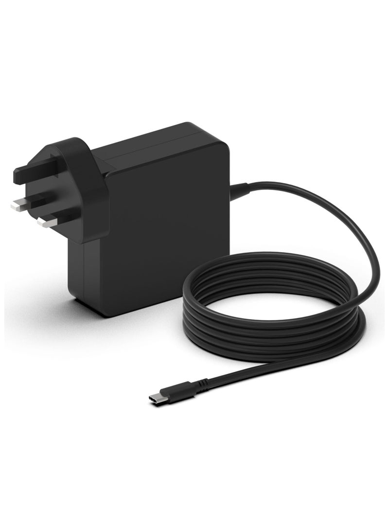 شاحن كمبيوتر محمول USB-C بقوة 65 واط شاحن Chromebook متوافق مع HP Chromebook و Lenovo ThinkPad Yoga و ASUS و Dell XPS و Acer و Samsung و Huawei و Xiaomi والمزيد من مصدر الطاقة من النوع C