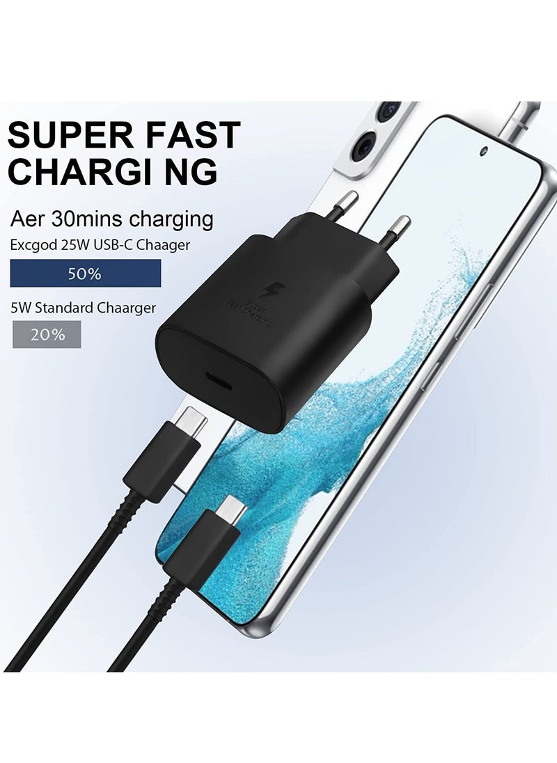 ELTRAZONE - Chargeur Rapide USB C 25W, Adaptateur Secteur Ultra Rapide Chargeur USB C pour Samsung S22, S22+, S22 Ultra, S21, S21FE 5G, S20, S20+, S10, S9, S8, A52, A53, PD 3.0 Chargeur Rapide +1,5 M C au - Image 1