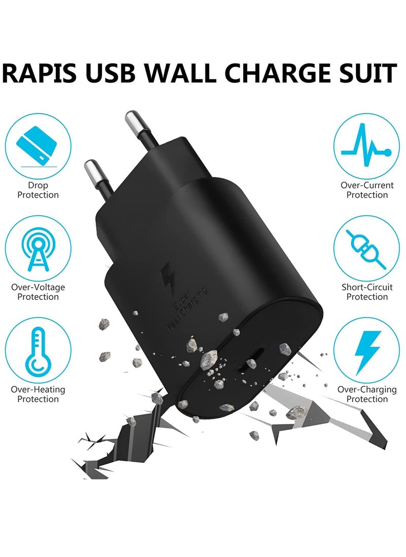 ELTRAZONE - Chargeur Rapide USB C 25W, Adaptateur Secteur Ultra Rapide Chargeur USB C pour Samsung S22, S22+, S22 Ultra, S21, S21FE 5G, S20, S20+, S10, S9, S8, A52, A53, PD 3.0 Chargeur Rapide +1,5 M C au - Image 1